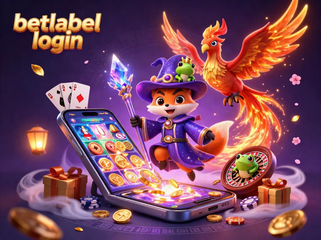 Engage with the vibrant betlabel login scene featuring a wizard fox and magical elements.