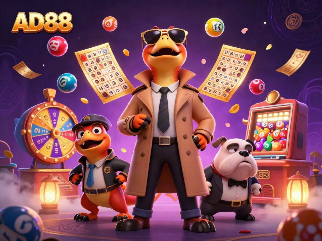 Experience the excitement of AD 88 with 3D cartoon raptors attempting entry to a VIP casino lounge.